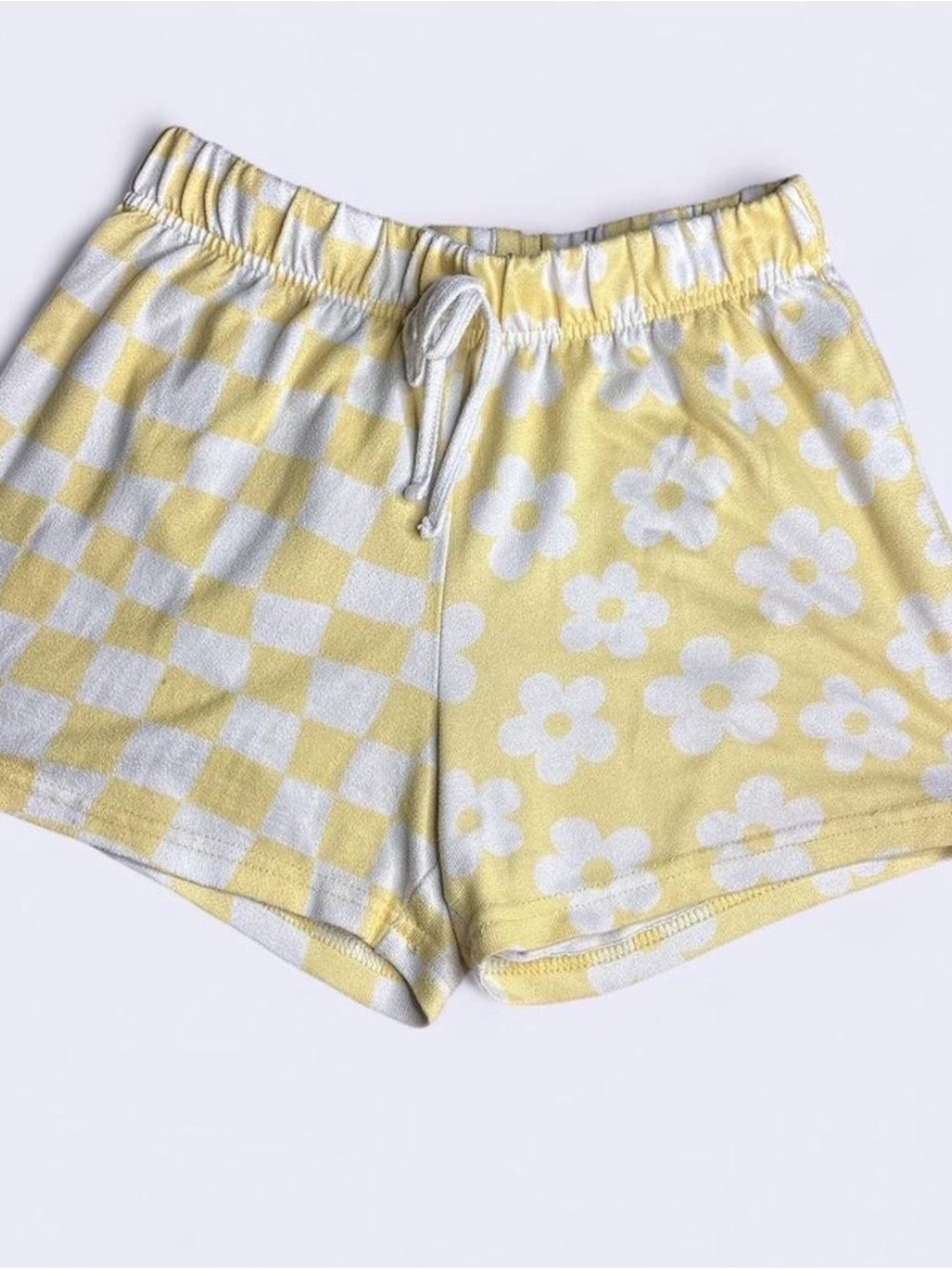 Sleep On It Girls Yellow Checkerboard & Daisy Pajama Shorts